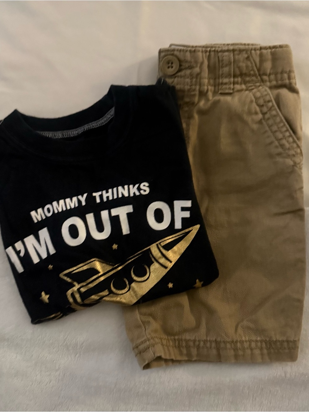 Carter's Navy Blue Toddler T-Shirt (3T) & Healthtex Khaki Short (3T)